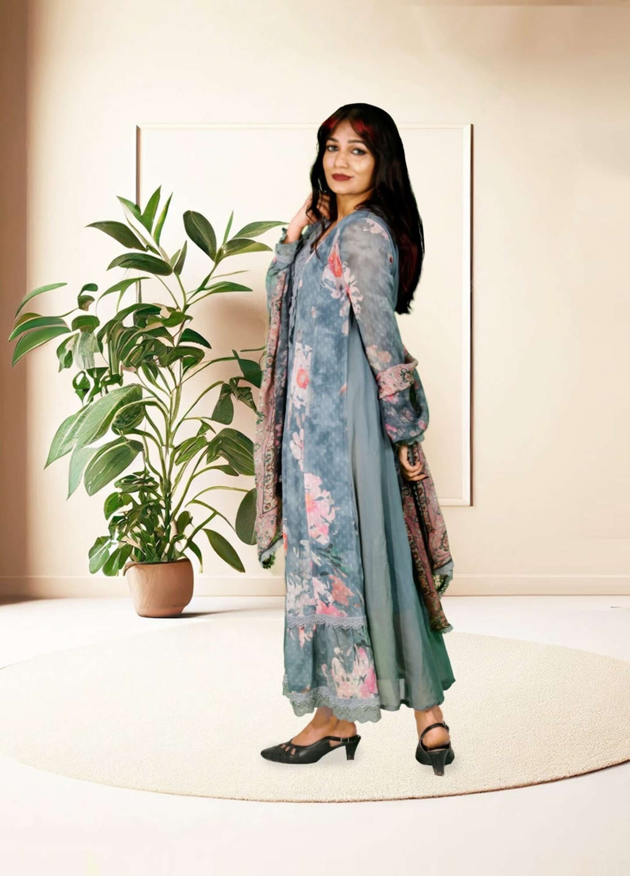 chinese dress ladies Shower Grey long kurta for women ethnic, casual & formal kurtas for women
