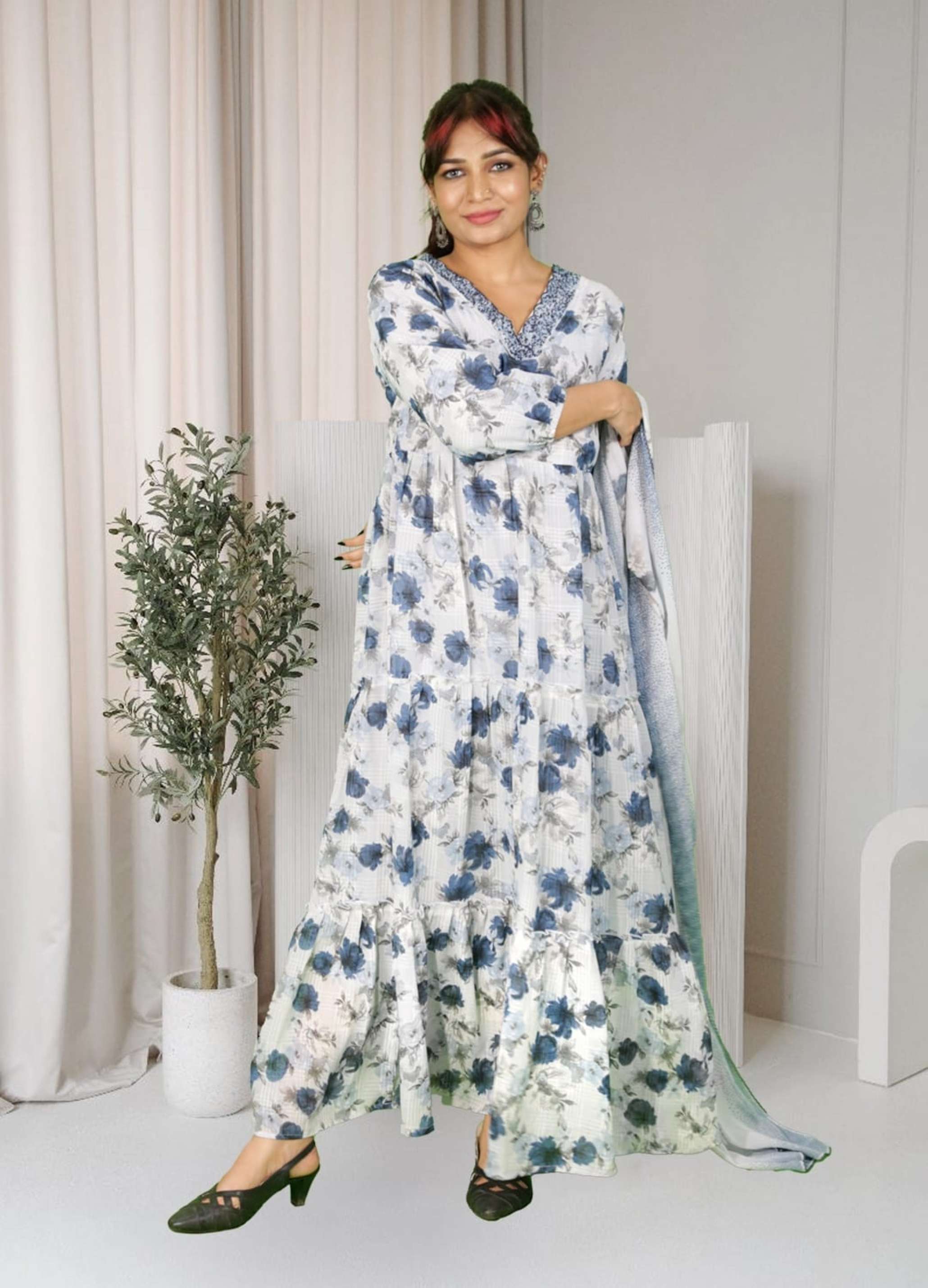 slim fit dress slacks Embroidered Floral High Low Fit N Flare Dress – Terijon.com