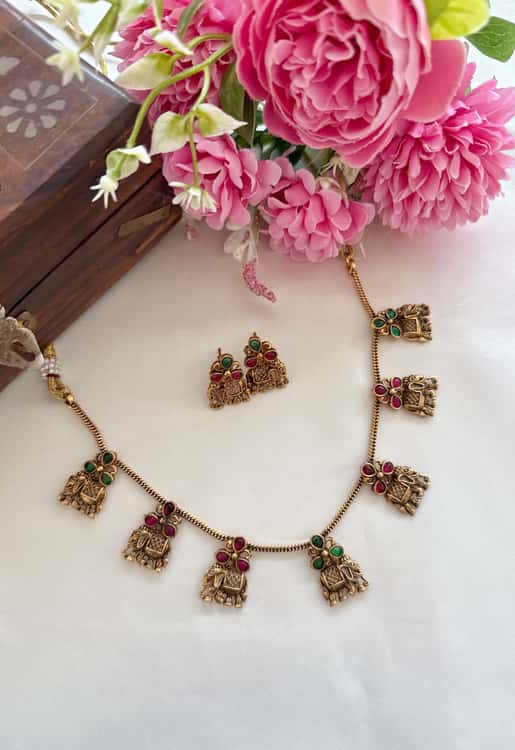 Aanai kemp necklace set