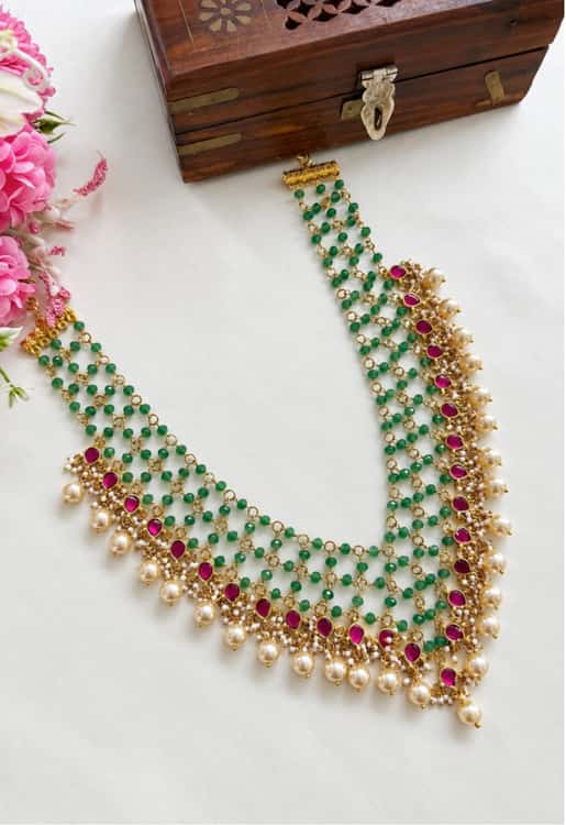 Thanima jadau pearl necklace